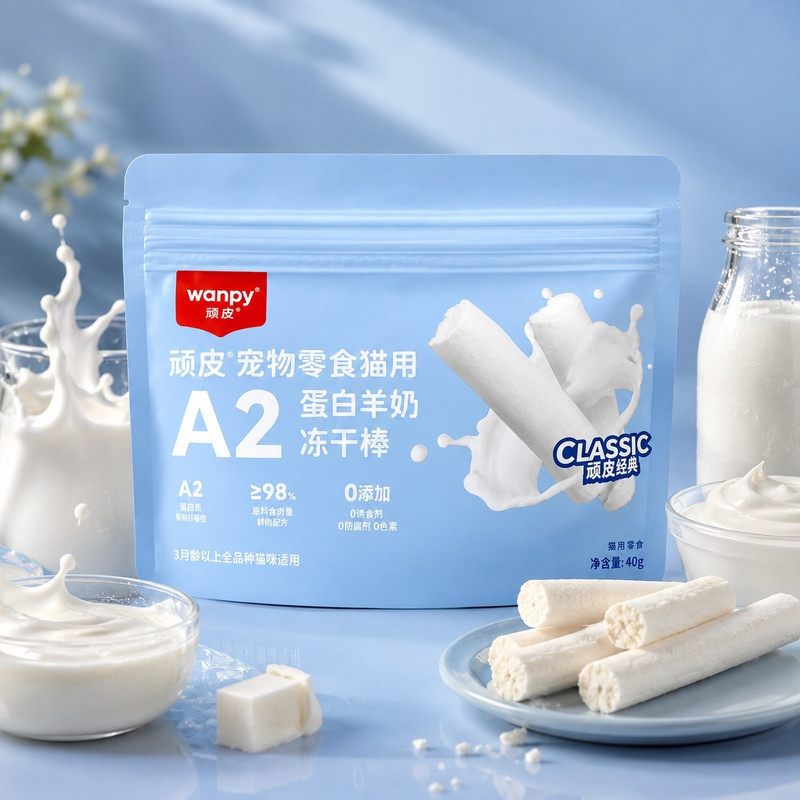 تشویقی گربه بالغ ونپی مدل Freeze Dried طعم مرغ و شیر بز وزن 40 گرم