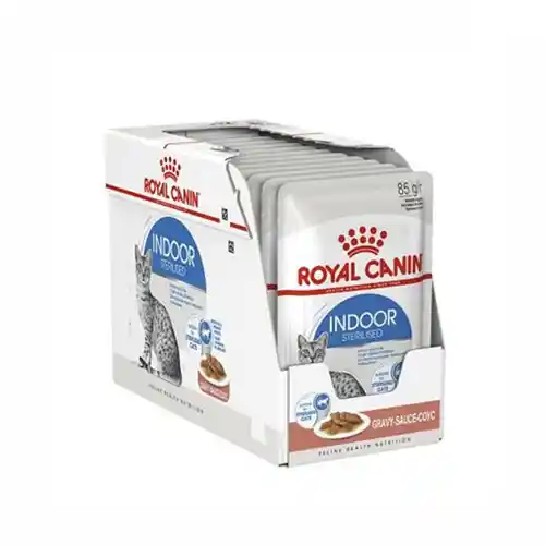 غذای پوچ گربه رویال کنین مدل Indoor Sterilised Gravy وزن 85 گرم بسته 12 عددی