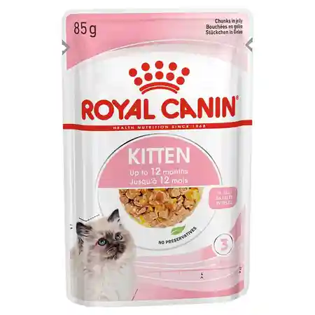 پوچ گربه نابالغ رویال کنین مدل کیتن ژله ای طعم مرغ وزن 85 گرم