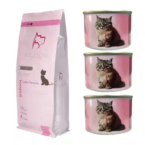 غذای خشک بچه گربه سلبن مدل Kitten Pack با طعم مرغ به همراه کنسرو بسته 4 عددی