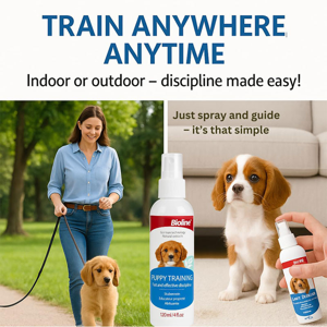 قطره توله سگ بایولاین مدل تعلیم ادرار Puppy Training Spray حجم 120 میلی‌لیتر