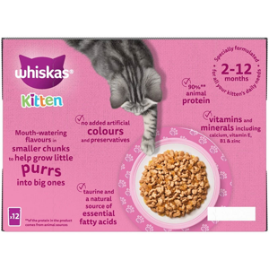پوچ بچه گربه ویسکاس مدل Kitten Mixed Menu in Jelly با طعم میکس وزن 85 گرم بسته 12 عددی