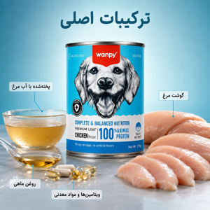 کنسرو غذای سگ بالغ ونپی مدل Premium Loaf طعم مرغ وزن 375 گرم
