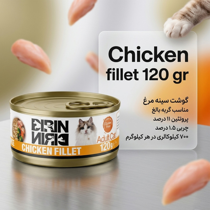 کنسرو غذای گربه بالغ دیرین دیرین مدل پته طعم مرغ وزن 120 گرم