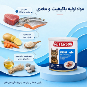غذای مرطوب گربه بالغ پترسون مدل پته طعم ماهی وزن 800 گرم