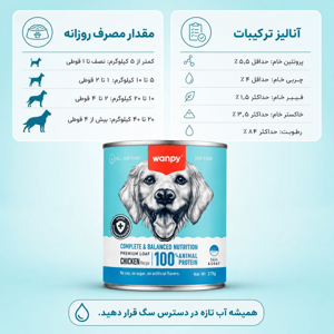 کنسرو غذای سگ بالغ ونپی مدل Premium Loaf طعم مرغ وزن 375 گرم
