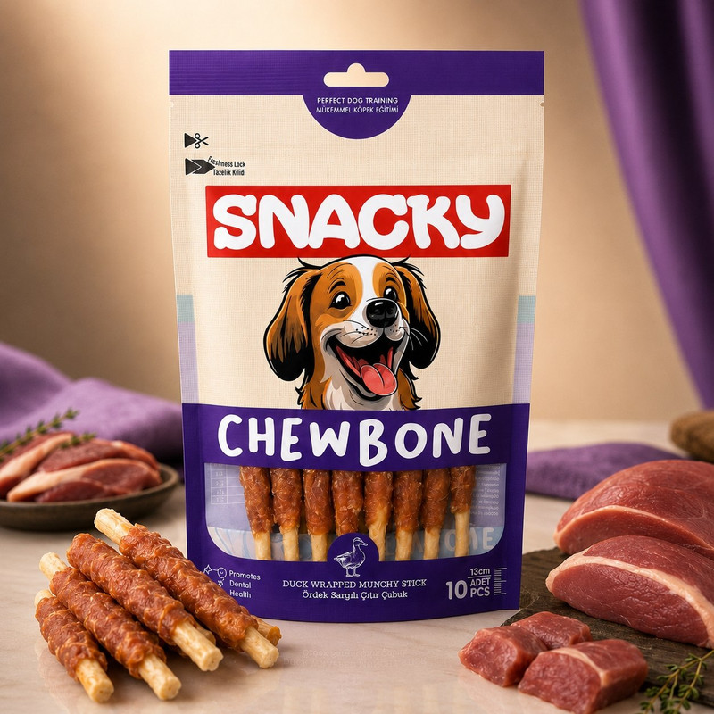 تشویقی سگ اسنکی مدل Chewbone Wrapped Munchy Stick با طعم اردک بسته 10 عددی وزن 120 گرم