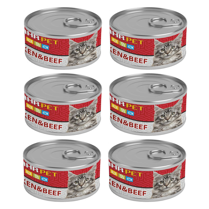 کنسرو نچرال گربه شهرپت مدل Chicken Beef وزن 120 گرم بسته 6 عددی