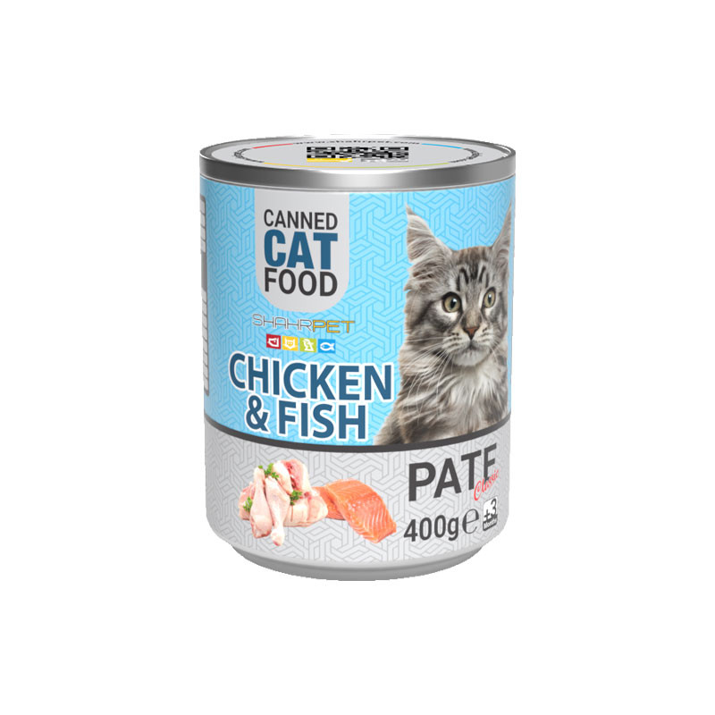 کنسرو گربه شهرپت مدل Chicken And Fish وزن 400 گرم محموعه 6 عددی