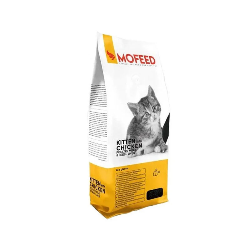 غذای خشک بچه گربه مفید مدل Kitten With Chicken & Liver طعم مرغ و جگر وزن 1.5 کیلوگرم