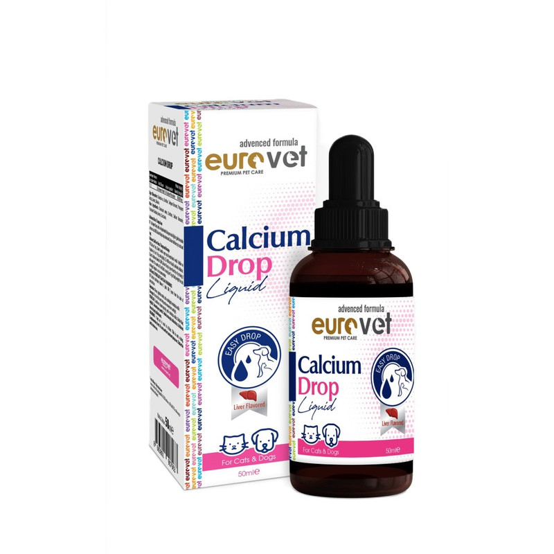 قطره کلسیم سگ و گربه یورو وت مدل Calcium Drops حجم ۵۰ میلیلیتر