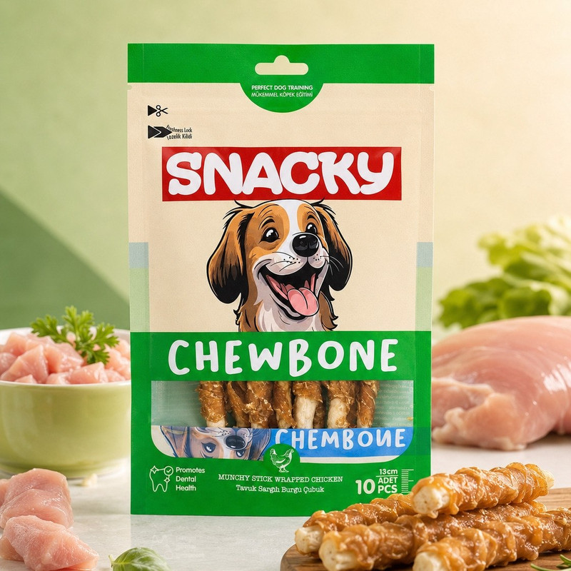 تشویقی استیکی سگ اسنکی مدل Munchy Stick Wrapped با طعم مرغ وزن 120 گرم