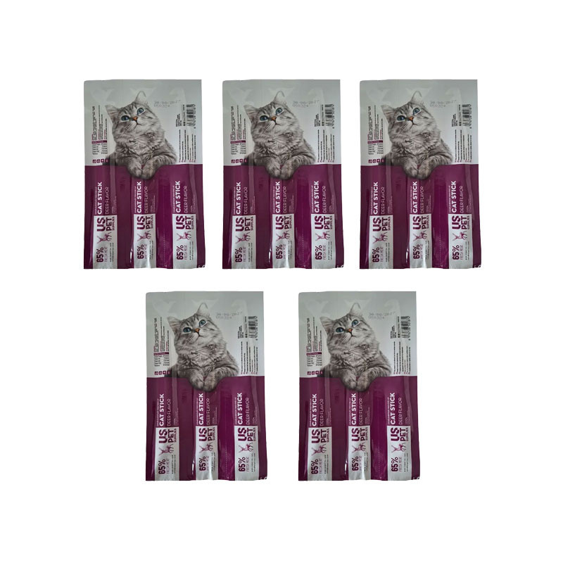 تشویقی گربه یو اس پت مدل Cat Stick طعم گوزن بسته 15 عددی
