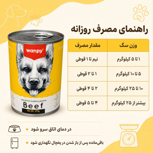 کنسرو غذای سگ بالغ ونپی مدل Holistic Formulation Beef طعم مرغ گوشت گاو وزن 375 گرم
