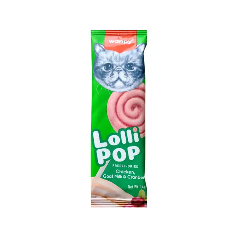 تشویقی گربه ونپی مدل Freeze Dried Lollipop طعم مرغ، شیر بز و کرنبری وزن 14 گرم