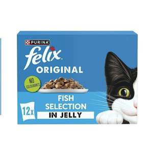 پوچ گربه بالغ فلیکس مدل Fish Selection in Jelly طعم ماهی بسته 12 عددی
