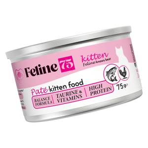 کنسرو غذای گربه نابالغ فیلاین 75 مدل Kitten پته طعم مرغ و ماهی وزن 75 گرم