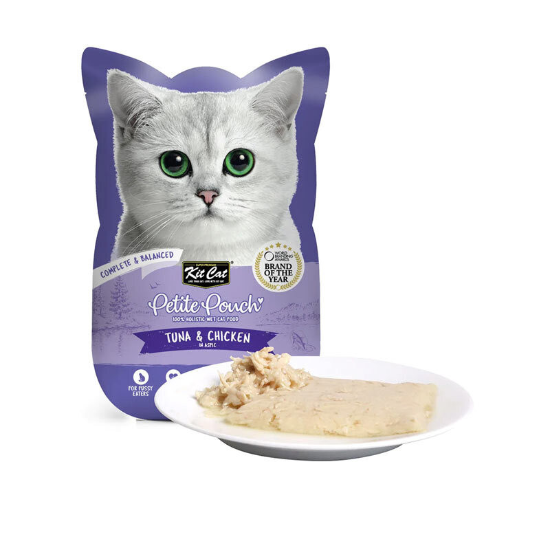 پوچ گربه بالغ کیت کت مدل Petite طعم ماهی تن و مرغ وزن 70 گرم