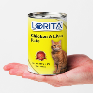 کنسرو غذای گربه پته مرغ و جگر لوریتا مدل CHICKEN & LIVER PATE وزن 400 گرم