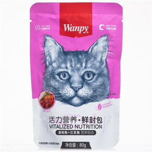 پوچ گربه ونپی مدل سفارش چین با طعم ماهی سالمون و ماهی تن وزن 80 گرم