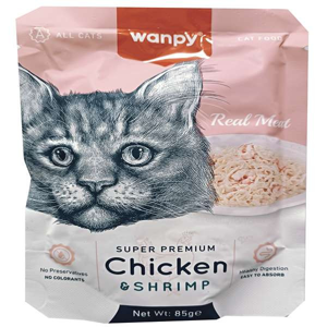 پوچ گربه ونپی مدل سفارش اروپا با طعم مرغ و میگو وزن 85 گرم