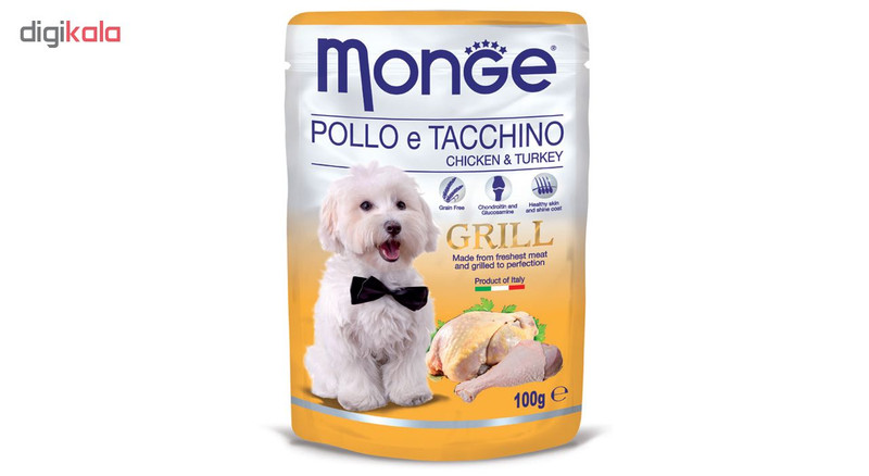 پوچ سگ مونژ مدل Pouch Chicken & Turkey-13116 با طعم مرغ و بوقلمون وزن 100 گرم1007783