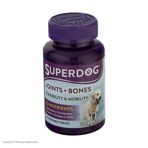 قرص مکمل سگ ویتابیوتیکس مدل  SuperDog Joints Bones بسته 60 عددی