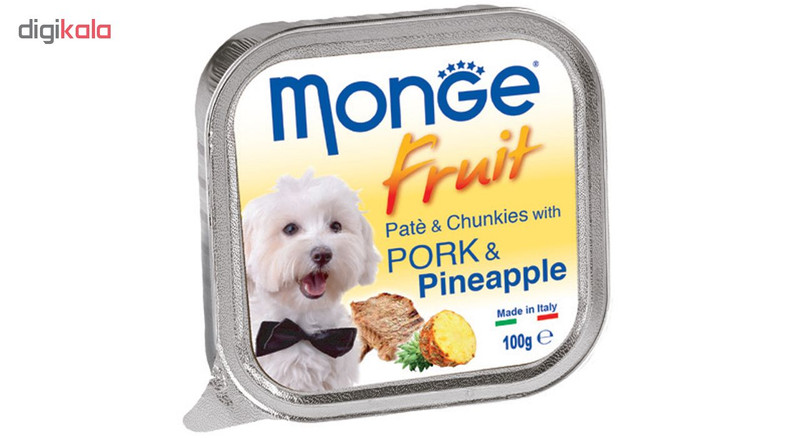 خوراک سگ مونژ مدل Pate & Chunks With Pork and Pineapple-13253 با طعم گراز و آناناس وزن 100 گرم1007791