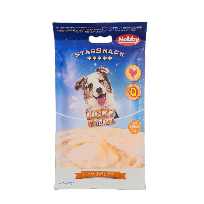 بستنی سگ نوبی مدل Licky chicken طعم مرغ وزن 75 گرم بسته 5 عددی