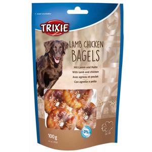 تشویقی سگ تریکسی مدل Trixie lamb chicken bagels وزن 100 گرم