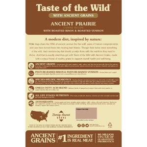 غذای خشک سگ بالغ تیست آف ویلد مدل Ancient Prairie Canine Recipe طعم گوشت گوزن و گاومیش وزن 2270 کیلوگرم