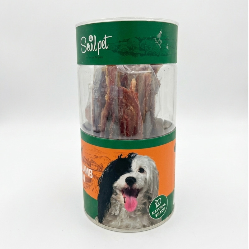 تشویقی سگ مدل سرخ روده نواری بره Striped Lamb Duodenum بدون طعم وزن 80 گرم