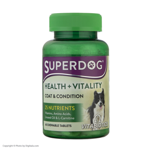قرص مکمل سگ ویتابیوتیکس مدل  SuperDog Health Vitality بسته 60 عددی