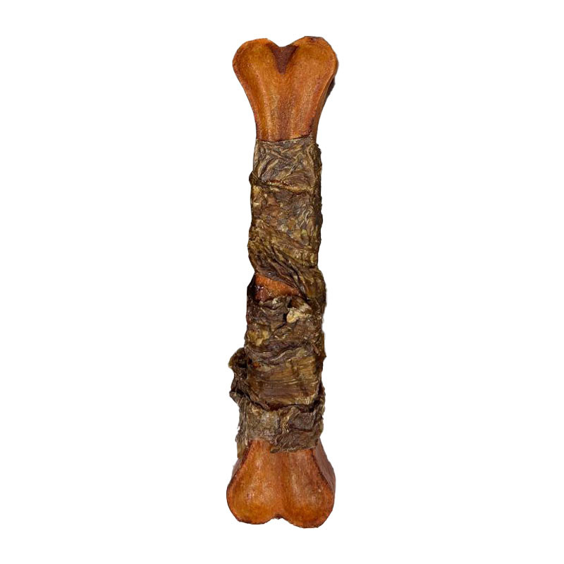 تشویقی سگ ایزگود شهرپت مدل استخوان گوشت دورپیچ گوشت وزن 130 گرم