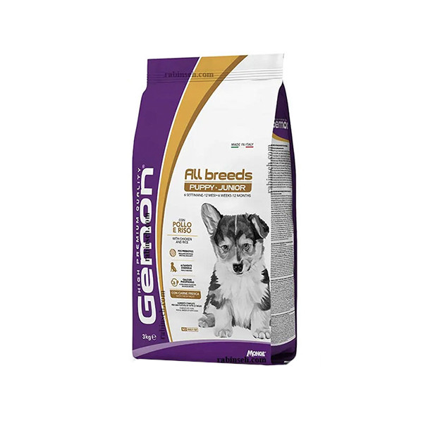 غذای خشک توله سگ مونژه مدل Gemon Puppy All Breeds با طعم مرغ و برنج وزن 3 کیلوگرم