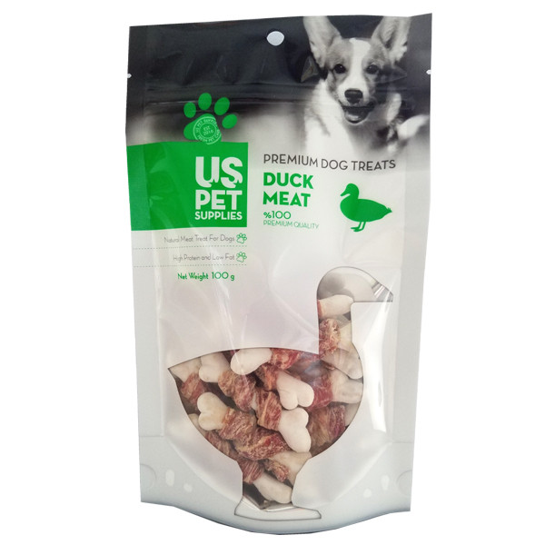 تشویقی سگ یو اس پت مدل Duck with calcium bone وزن 100 گرم