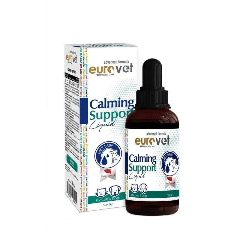 قطره خوراکی آرام‌بخش سگ و گربه یورو وت مدل Calm Support حجم ۵۰ میلی‌لیتر