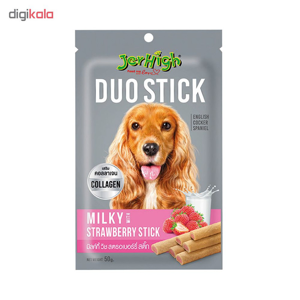اسنک تشویقی سگ جرهای مدل Milky Strawberry Stick وزن 50 گرم