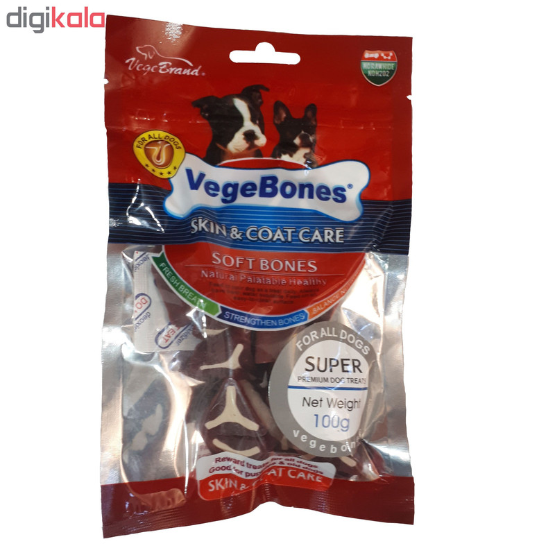 اسنک تشویقی سگ ویجی بونز مدل CUBOID SLICES WITH FILLING وزن 100 گرم