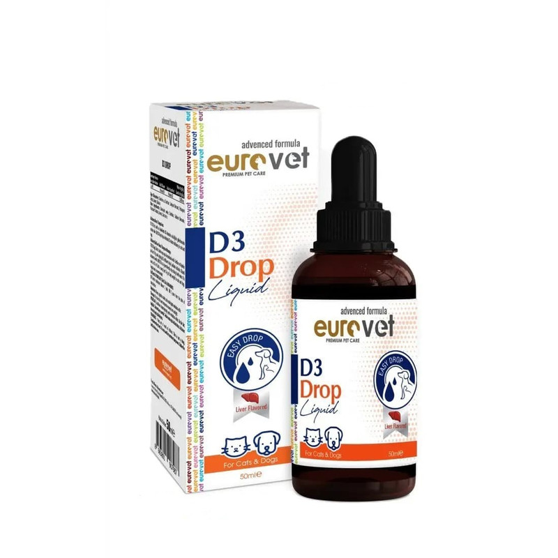 قطره خوراکی سگ و گربه یورو وت مدل D3 حجم ۵۰ میلیلیتر
