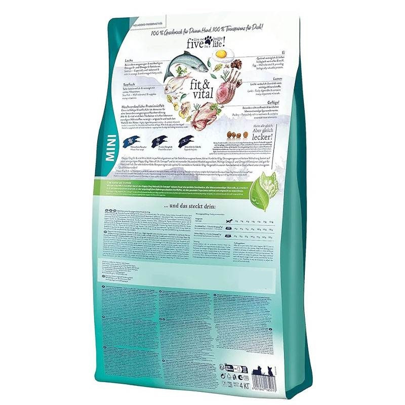 غذا خشک سگ بالغ هپی داگ مدل مینی ادالت Happy Dog Mini Adult با طعم گوشت بره، ماهی و مرغ وزن 10 کیلوگرم