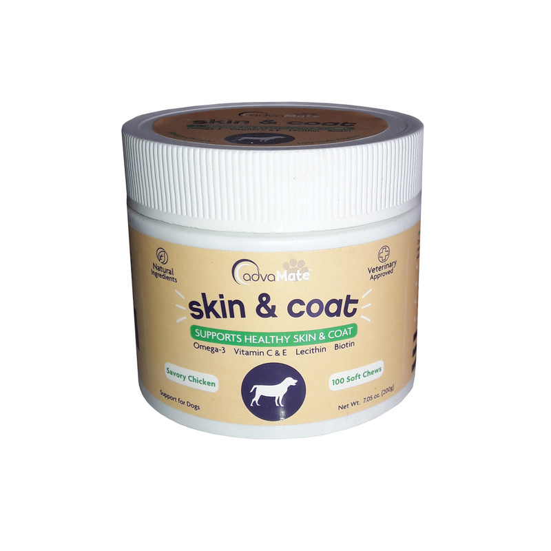 قرص مکمل سگ ادوامیت مدل skin&coat بسته 100 عددی