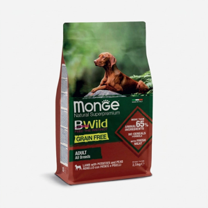 غذا خشک سگ بالغ مونژه مدل BWILD Adult Free All Breeds با طعم گوشت بره وزن 2.5 کیلوگرم
