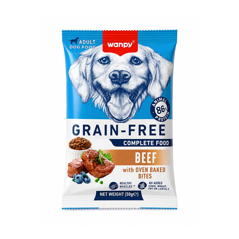 غذای خشک سگ ونپی مدل Wanpy Complete Dog Food با طعم گوشت گاو وزن 50 گرم