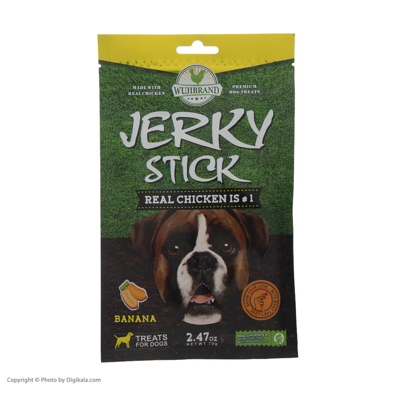 غذای تشویقی سگ ووجی برند Jerky Stick Banana 905862 کد 1532 وزن 70 گرم