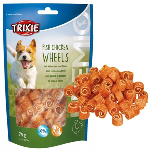 تشویقی سگ تریکسی مدل Trixie fish chicken wheels وزن 75 گرم