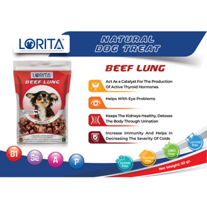 غذای تشویقی سگ لوریتا مدل DRIED BEEF LUNG وزن 50 گرم