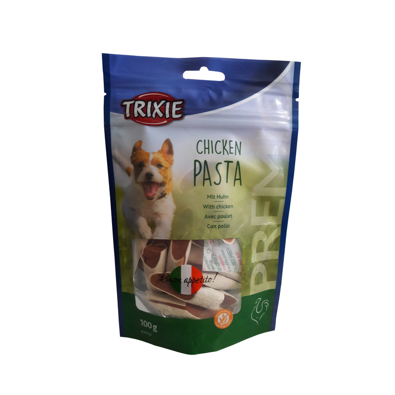 تشویقی سگ تریکسی مدل CHICKEN PASTA وزن 100 گرم