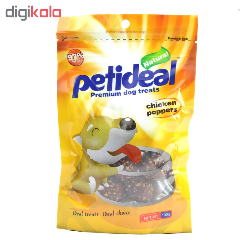 اسنک تشویقی سگ پتی دیل مدل Chicken Poppers وزن 100 گرم