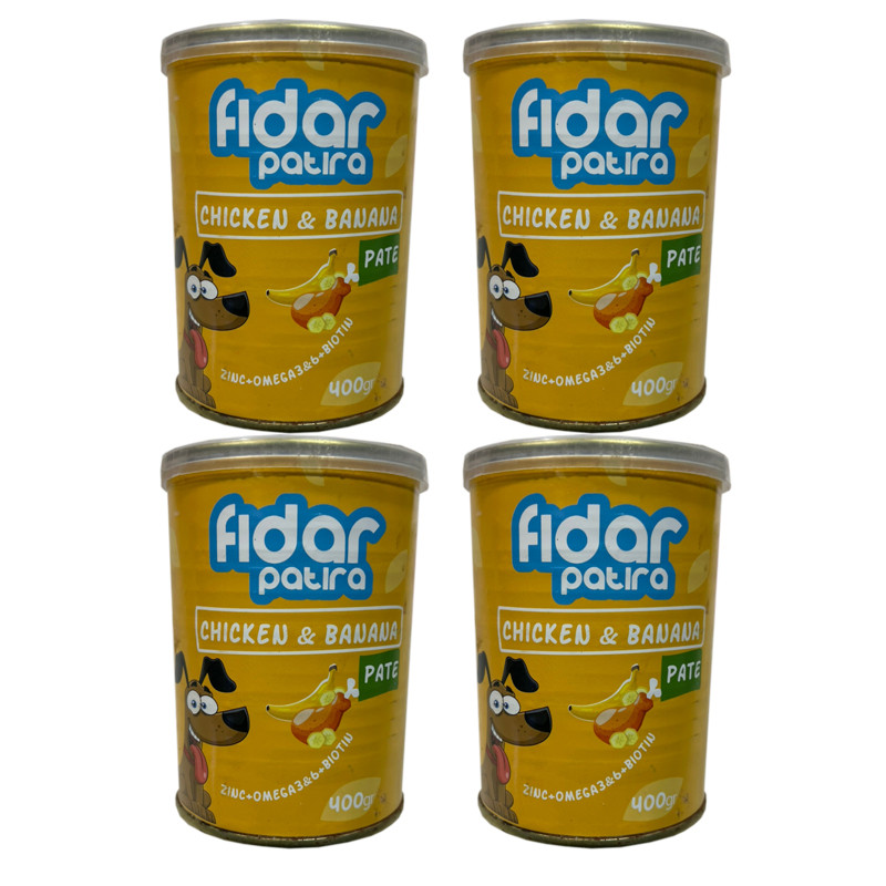 کنسرو سگ فیدار پاتیرا مدل ChickenBanana وزن 400 گرم بسته 4 عددی